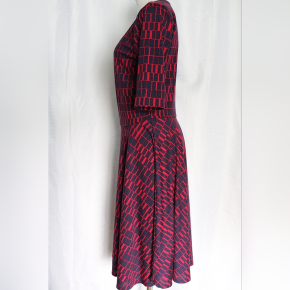 Women’s Bold Red/Navy Mid Dress - Fit & Flare (L) - Picture 3 of 5